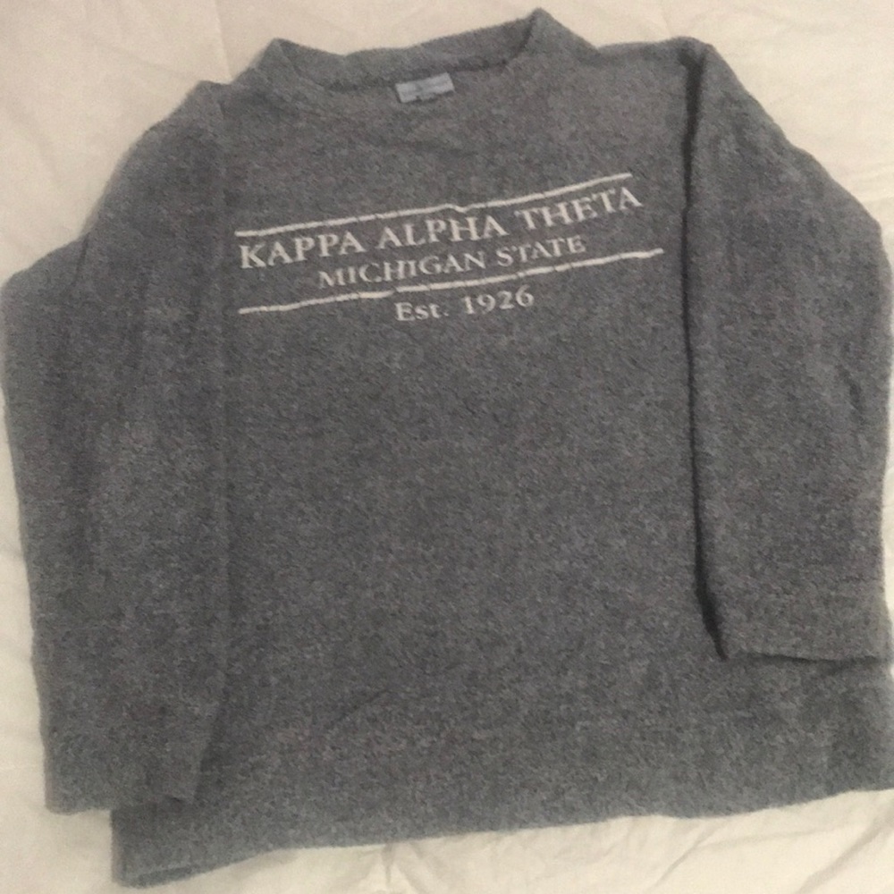 Kappa AlphaTheta MSU sweater/sweatshirt grey, black, white variegated, small